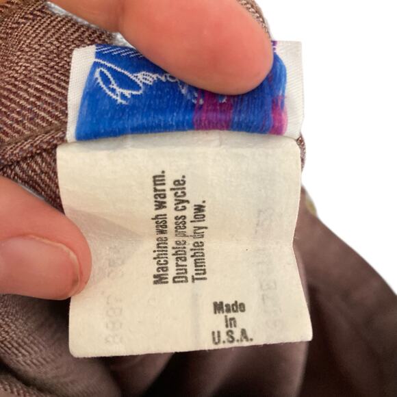 Vintage Womens Dress Pants Sz 28 Cherry Herringbone Wide Leg 1970s Pleated Masc - Picture 12 of 16